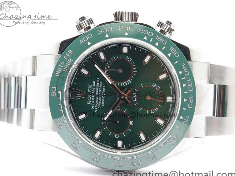 Ceramic A7750 Daytona on Dial SS Green 116520 Real SS Stick Markers Bezel Bracelet Edition UBF Best 0301